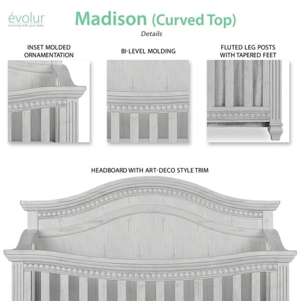 Evolur madison 5 in best sale 1 curved top convertible crib