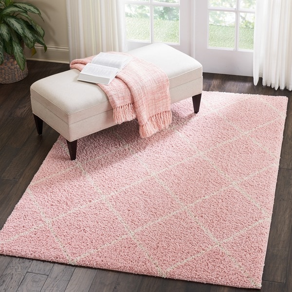 Shop Nourison Brisbane Geometric Blush Shag Area Rug (5' x 7') - 5' x 7