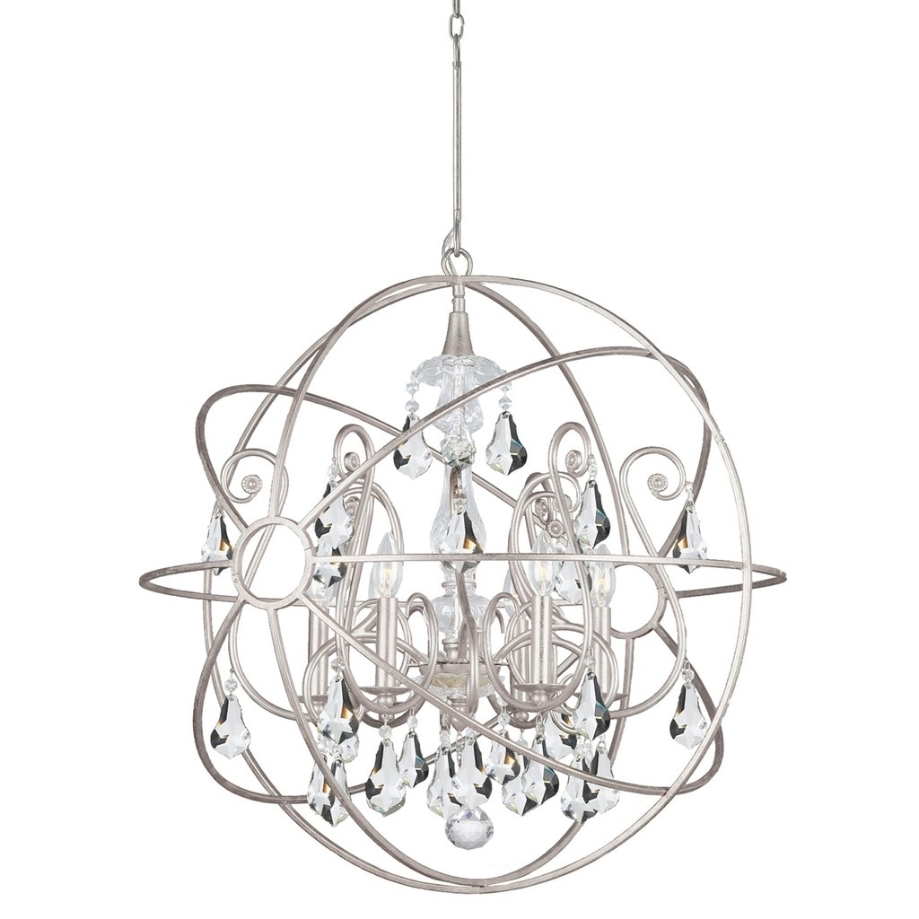 Solaris 6-light Olde Silver/Swarovski Strass Chandelier - Chandeliers For Bedrooms by Overstock.com