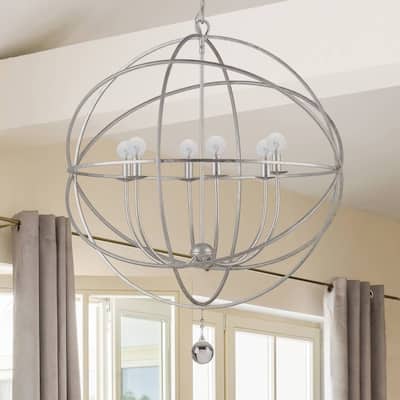 The Gray Barn Crooked Sky 6-light English Bronze and Crystal Globe Chandelier
