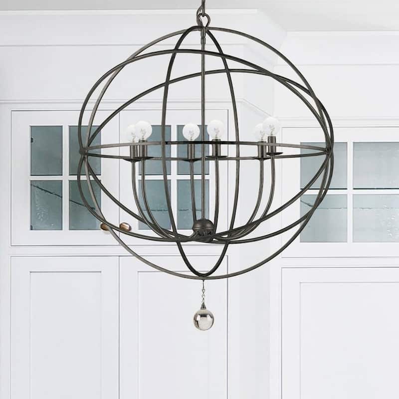 The Gray Barn Crooked Sky 6-light English Bronze and Crystal Globe Chandelier