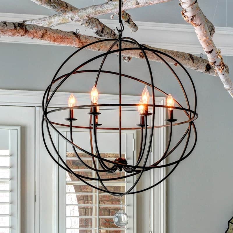 The Gray Barn Crooked Sky 6-light English Bronze and Crystal Globe Chandelier