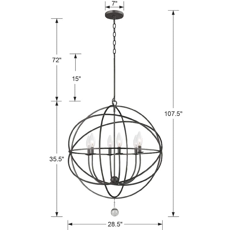The Gray Barn Crooked Sky 6-light English Bronze and Crystal Globe Chandelier