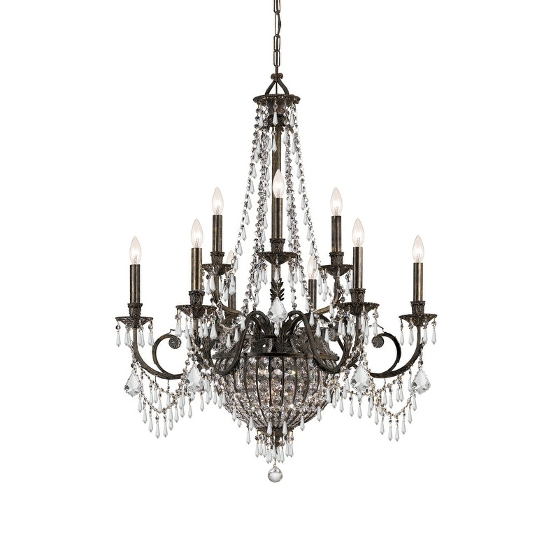 Crystorama Vanderbilt Collection 12-light English Bronze/Crystal Chandelier - Chandeliers For Bedrooms by Overstock.com