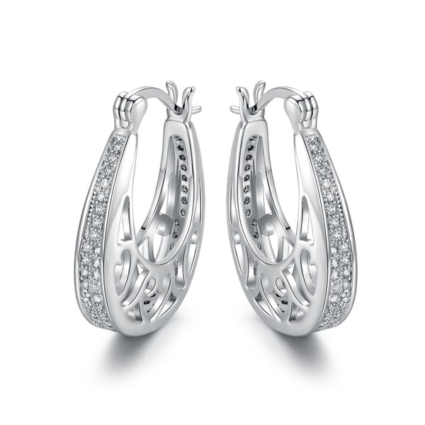 White Gold Plated Cubic Zirconia Hoop Earrings Free Shipping On White Gold Plated Cubic Zirconia Hoop Earrings