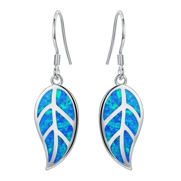 White Gold Plated Lab Created Opal Earrings On Free White Gold Plated Lab Created Opal Earrings