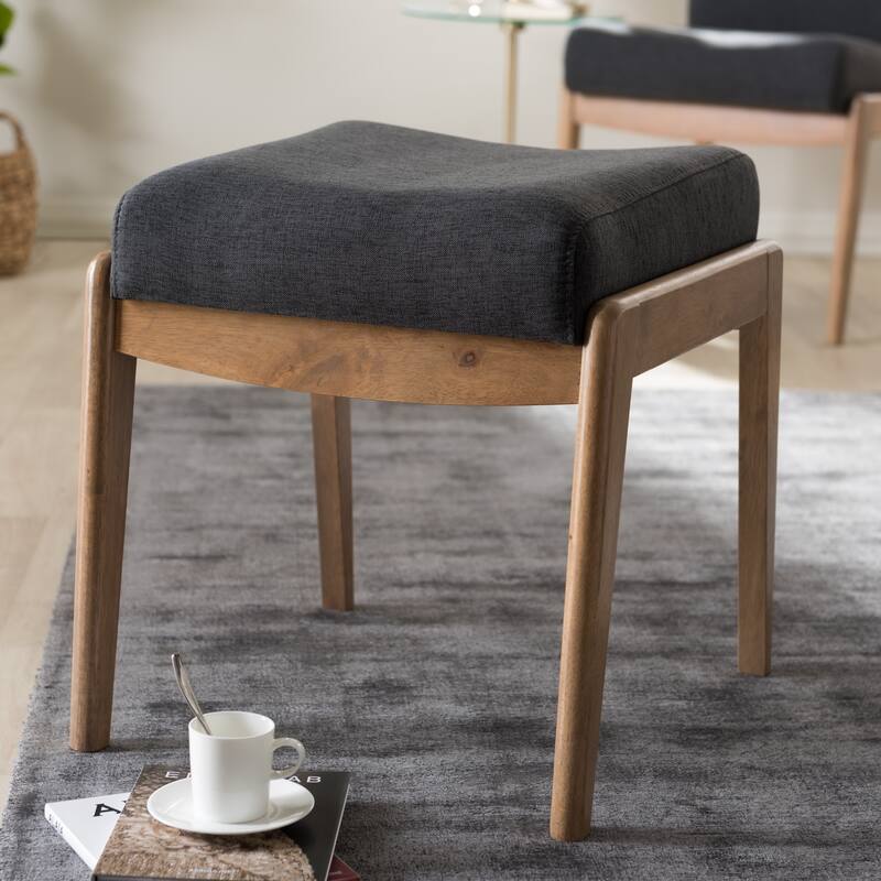 Mid-Century Grey Fabric Ottoman by Baxton Studio