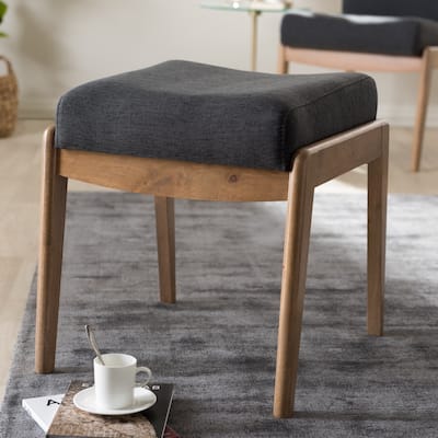 Mid-Century Grey Fabric Ottoman by Baxton Studio