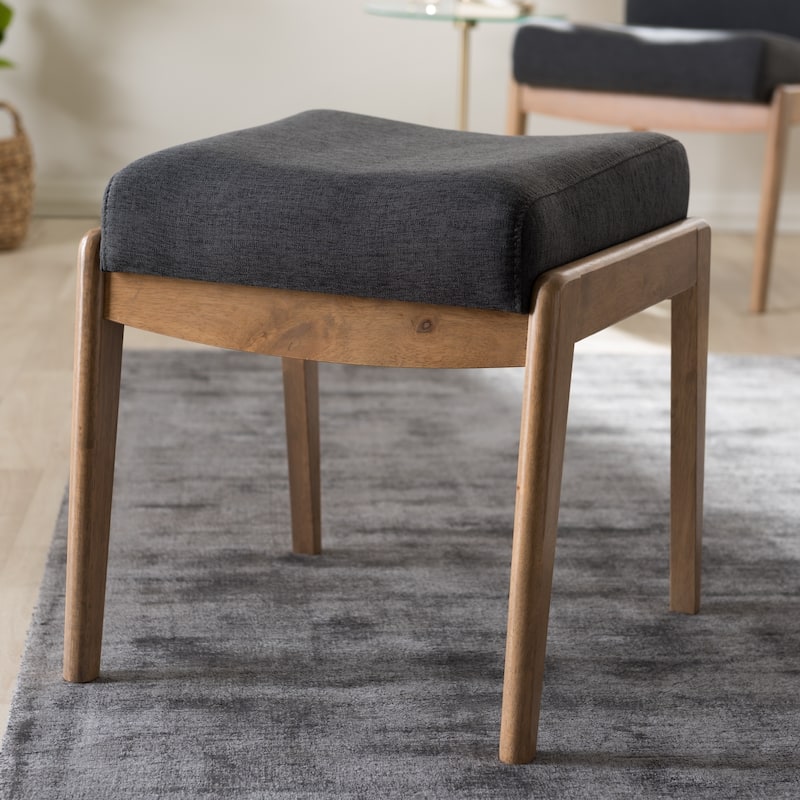 Mid-Century Grey Fabric Ottoman by Baxton Studio