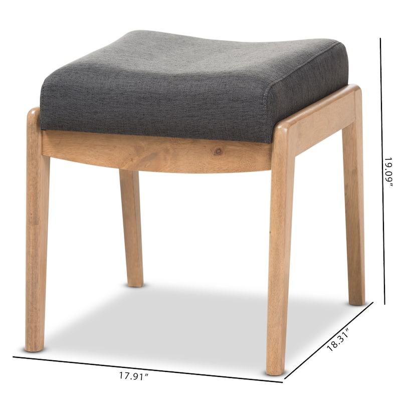Mid-Century Grey Fabric Ottoman by Baxton Studio