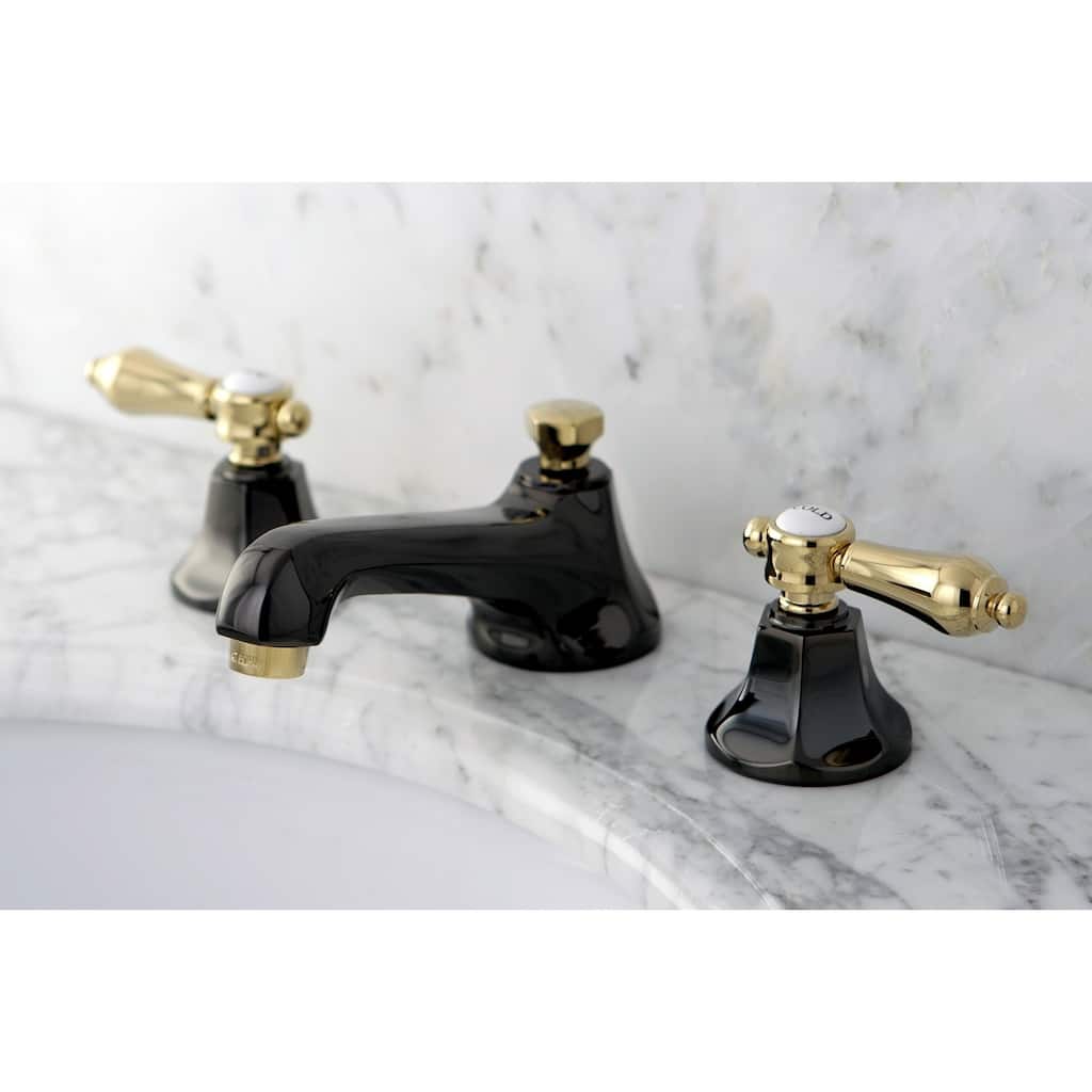 Kingston Brass Black & Polished Brass Double-handle Widespread Bathroom Faucet