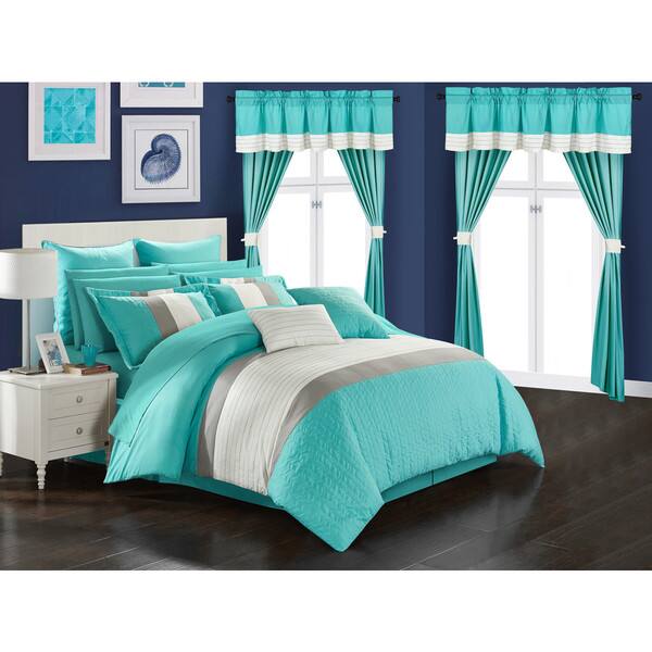 Shop Chic Home Arisa Turquoise Color Block 24 Piece Room In