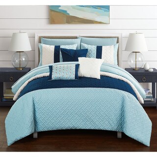 Chic Home Arza 10 Piece Color Block Quilted Comforter Set - Bed Bath ...