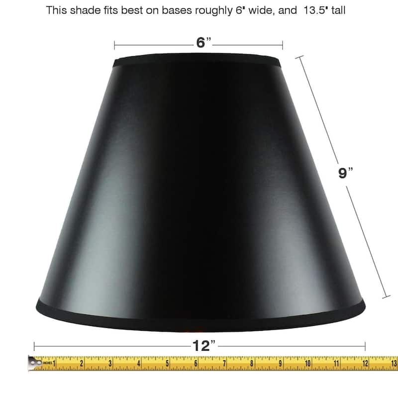6x12x9.5 Bold Black Parchment Lampshade with True Gold Lining Hard Back Empire