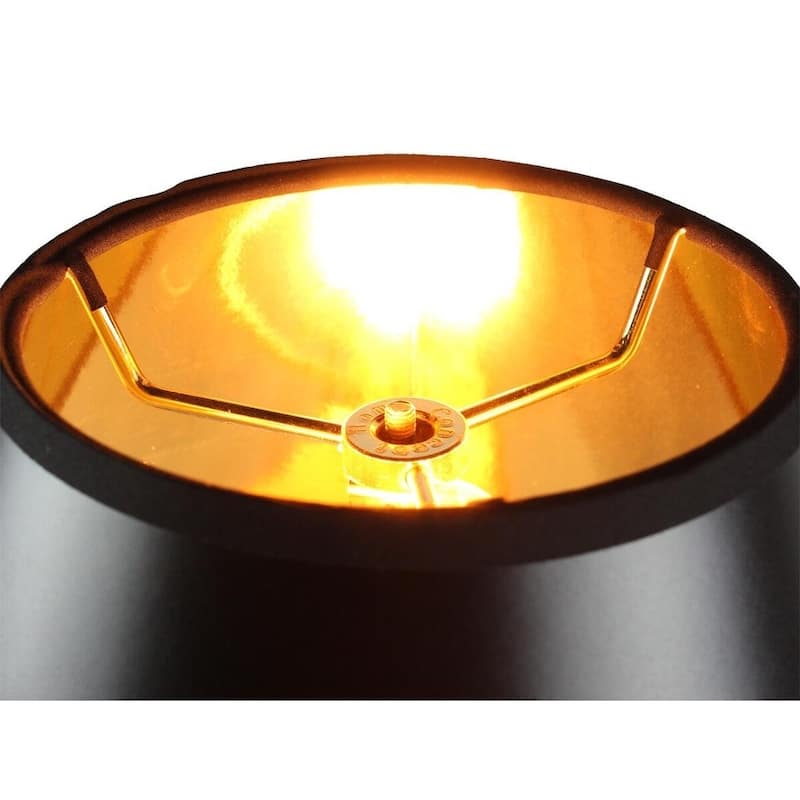6x12x9.5 Bold Black Parchment Lampshade with True Gold Lining Hard Back Empire