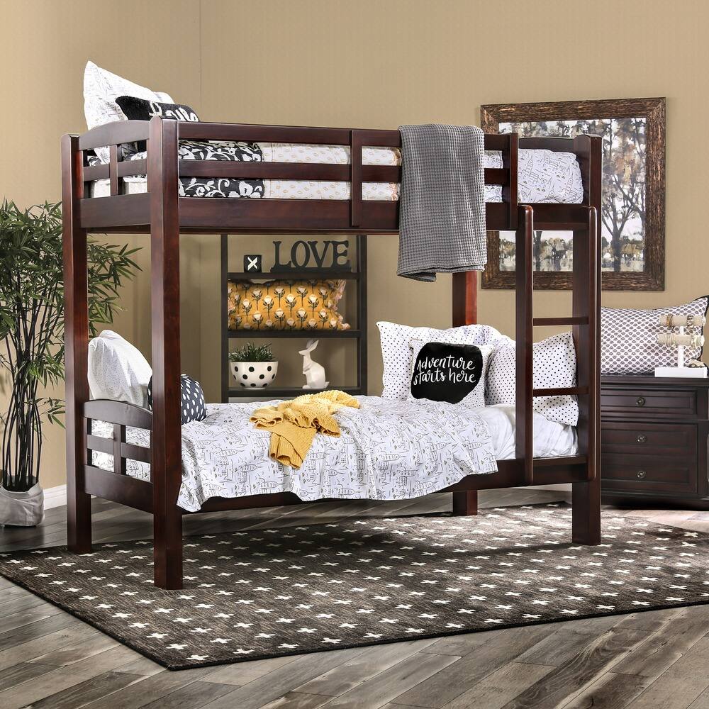 Furniture of America Biff Transitional Twin/Twin Solid Wood Bunk Bed