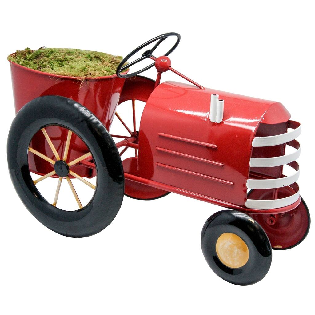 Metal Red Tractor Planter