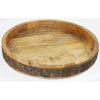 Villa Artisan Rustic Wood Spanish Olive Round Tray,16-Inch Round