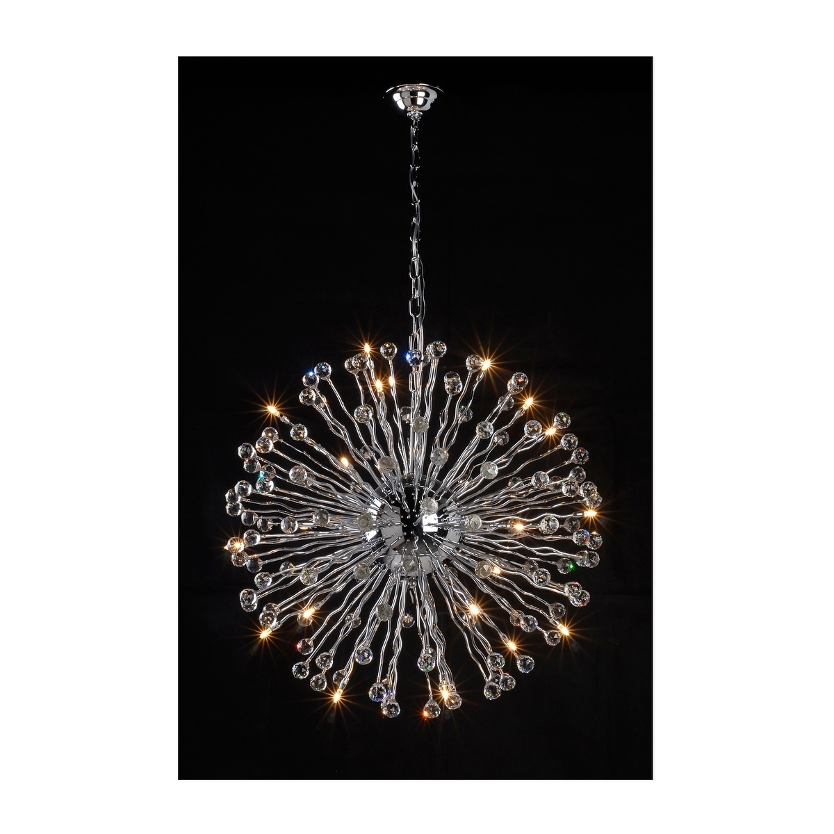 Allium Contemporary Glass Crystal Sputnik Chandelier LED Lighting Ceiling Fixture, Diameter 28", Silver - Chandeliers For Bedrooms by Overstock.com