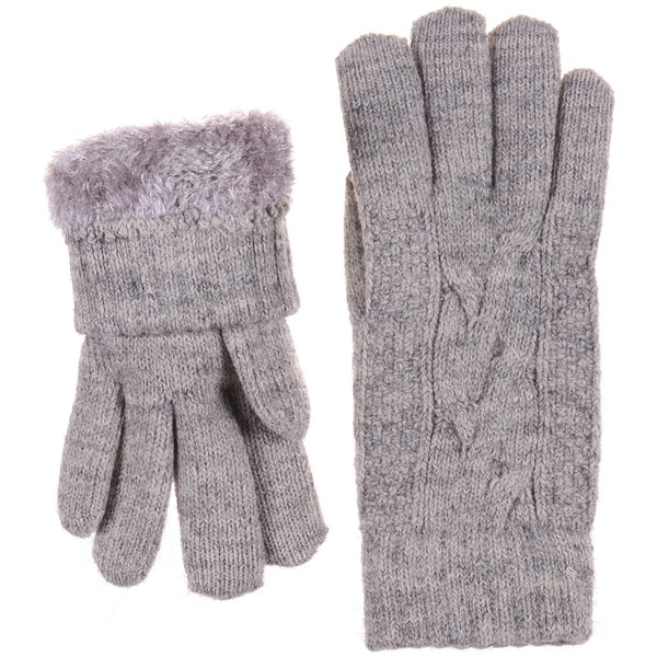 fur lined knitted gloves