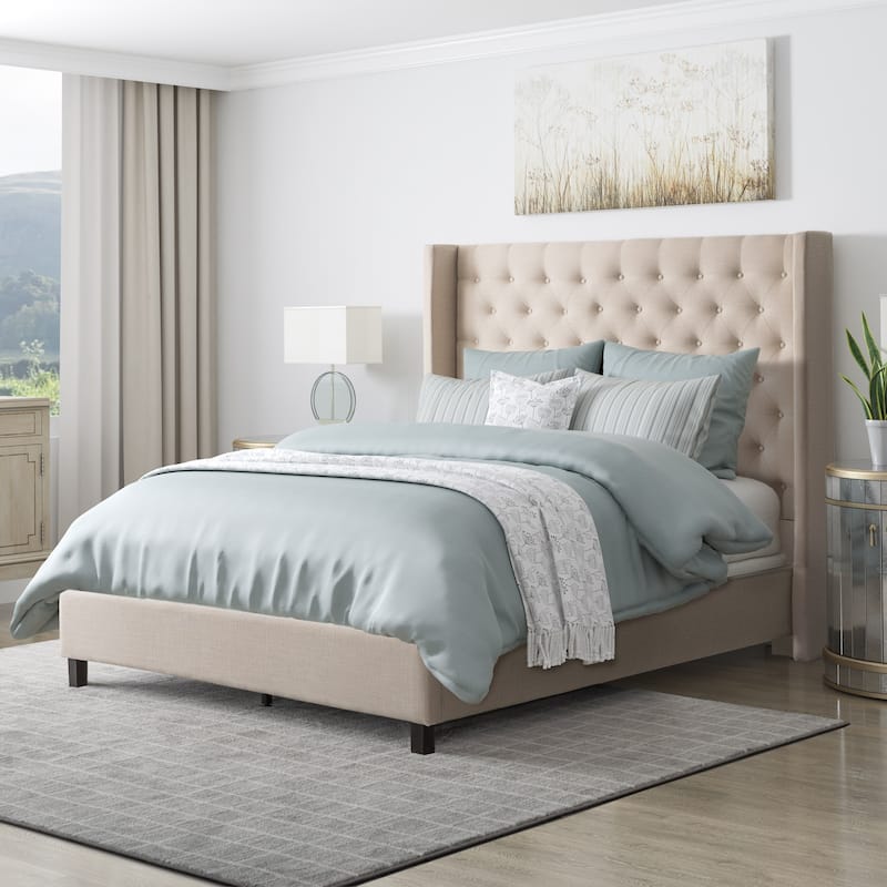 Copper Grove Buje Tufted Fabric Bed with Wings (King)