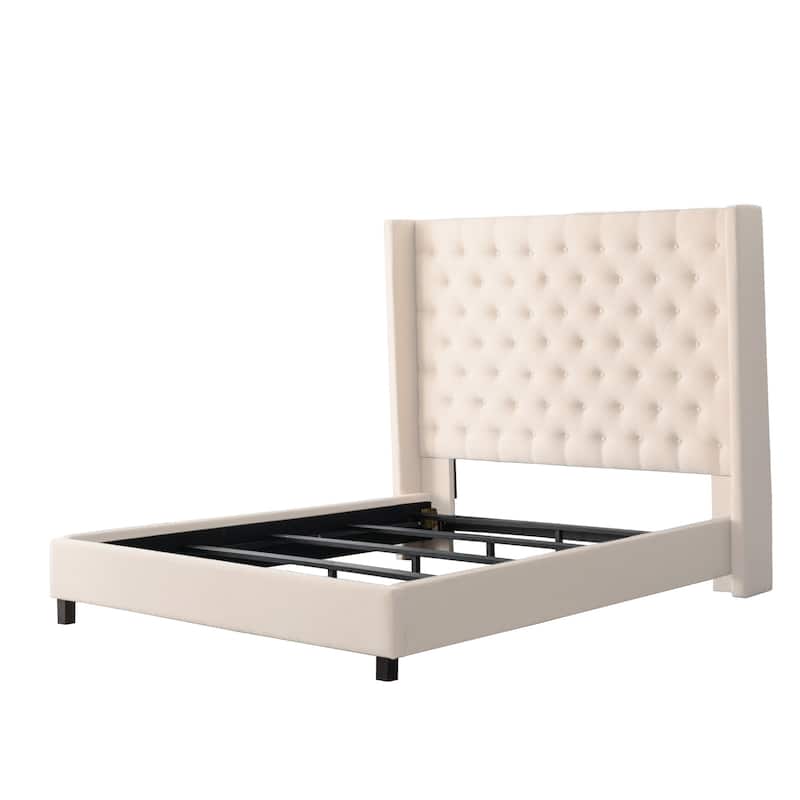 Copper Grove Buje Tufted Fabric Bed with Wings (King)