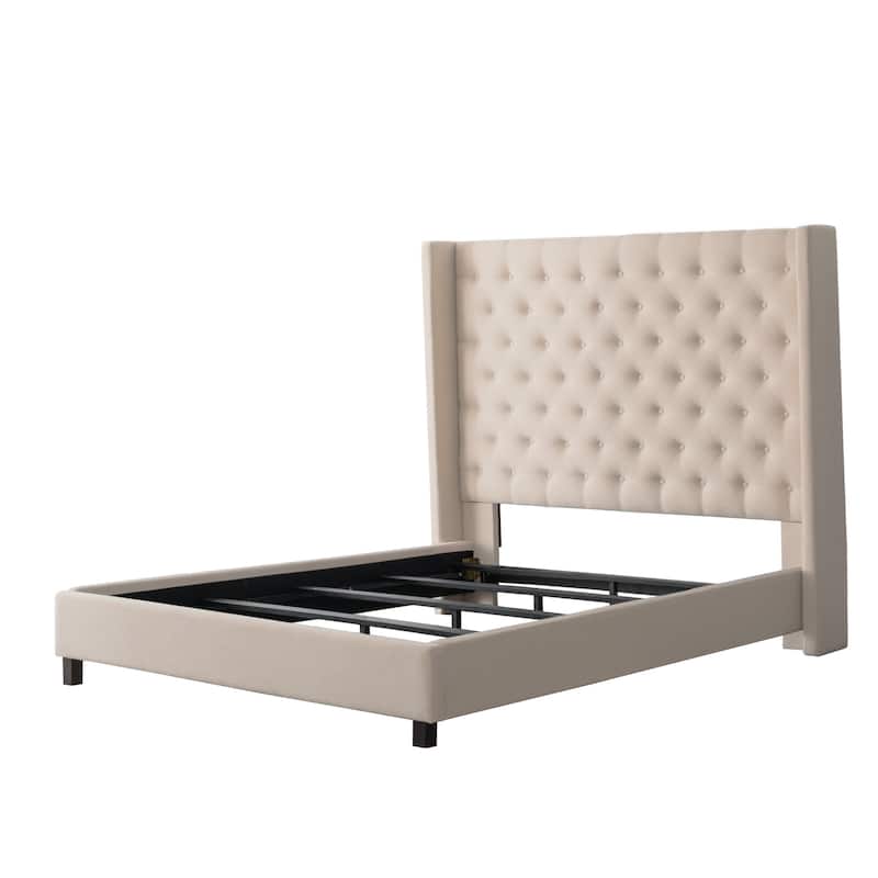 Copper Grove Buje Tufted Fabric Bed with Wings (King)