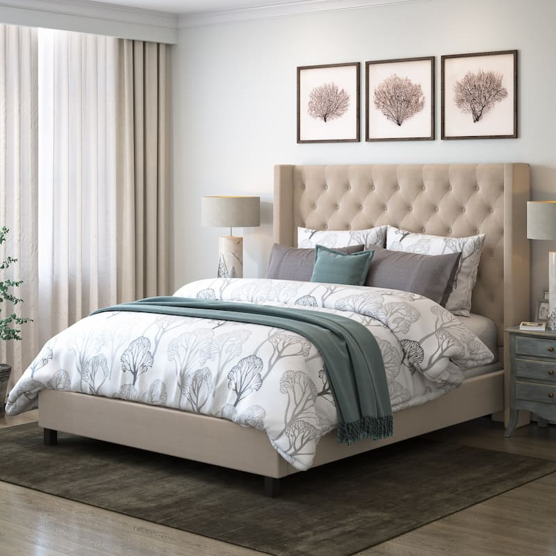 Copper Grove Buje Tufted Fabric Bed with Wings (King)