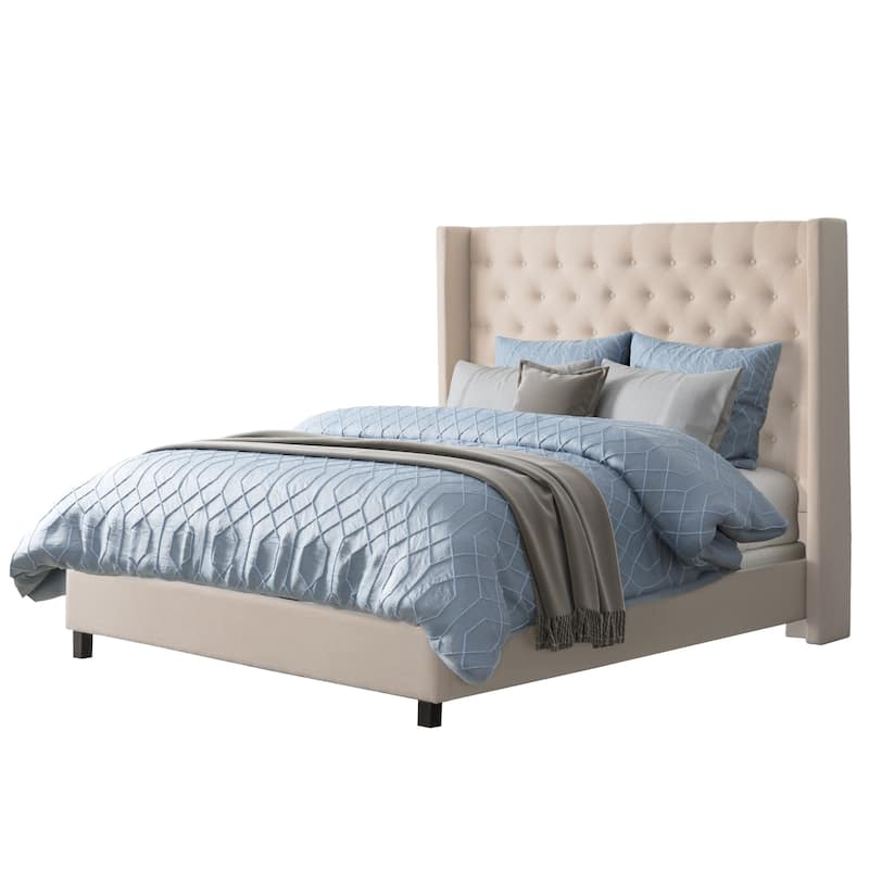 Copper Grove Buje Tufted Fabric Bed with Wings (King)