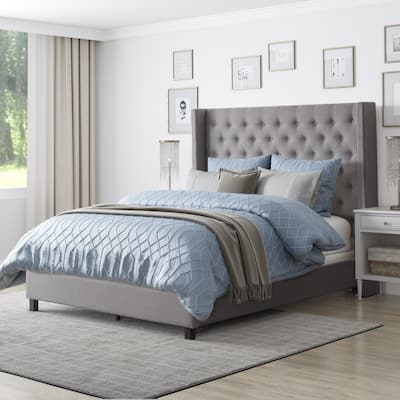Porch & Den Richwood Tufted Fabric Queen-size Bed with Wings