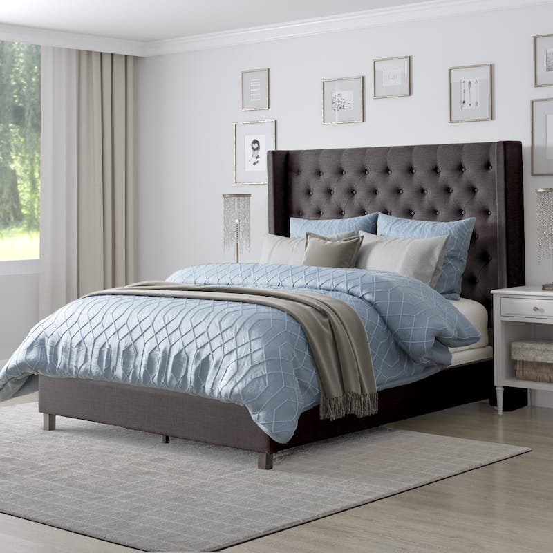 Porch & Den Richwood Tufted Fabric Queen-size Bed with Wings