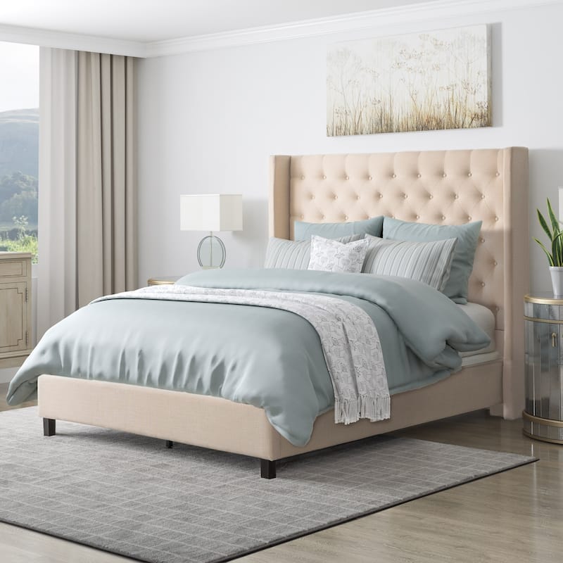 Porch & Den Richwood Tufted Fabric Queen-size Bed with Wings