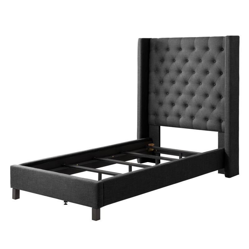 CorLiving Fairfield Tufted Fabric Bed with Wings, Twin/Single