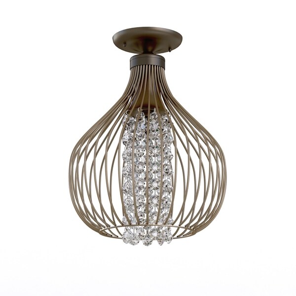 Marcela Antique Copper Flush Mount Crystal Bead Chandelier