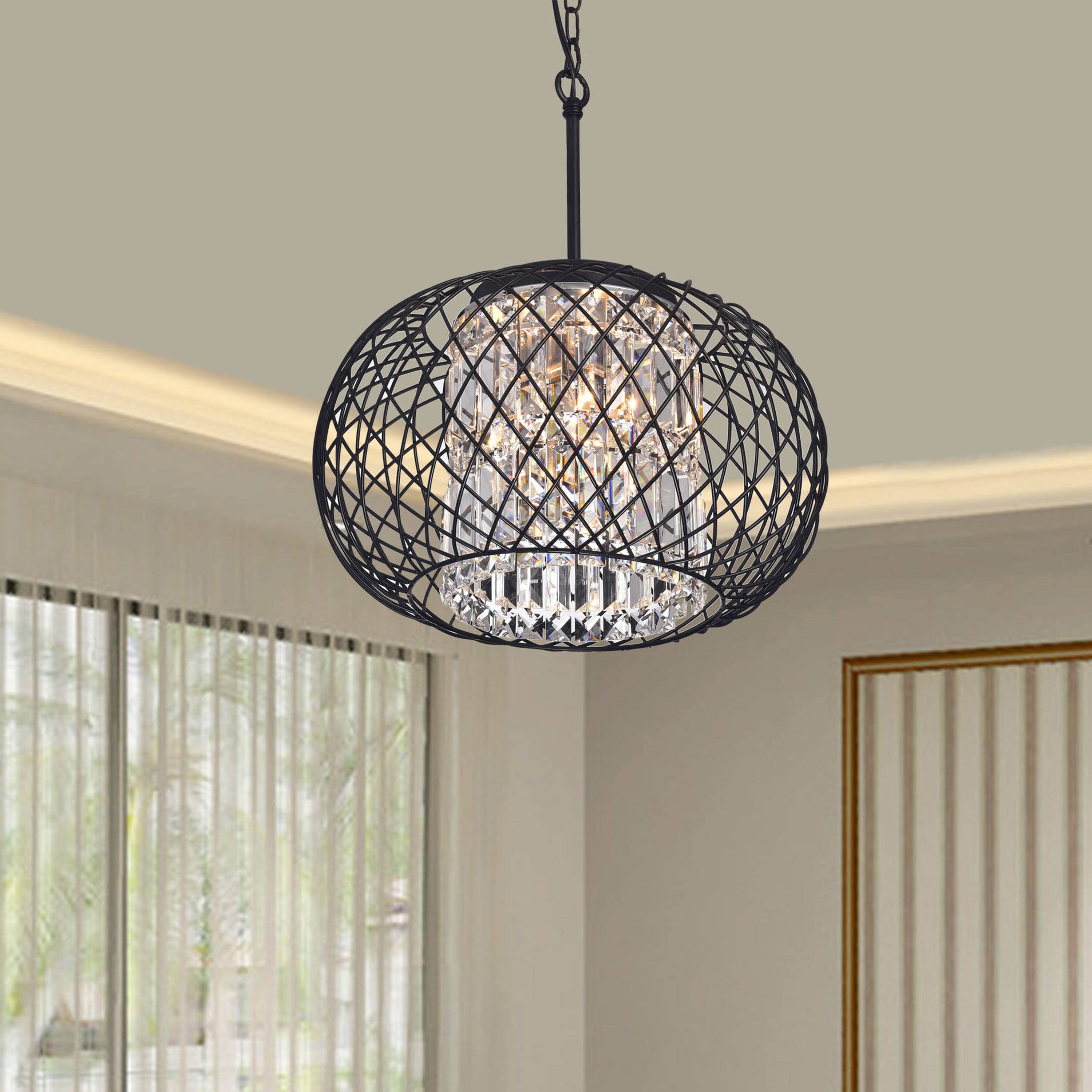 Yanira Antique Black Ironwork Crystal Pendant Chandelier (Antique Black, Crystal, Pendant Chandelier) - Chandeliers For Bedrooms by Overstock.com