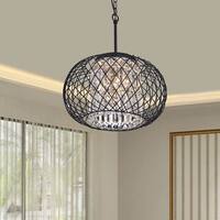 Yanira Antique Black Ironwork Crystal Pendant Chandelier