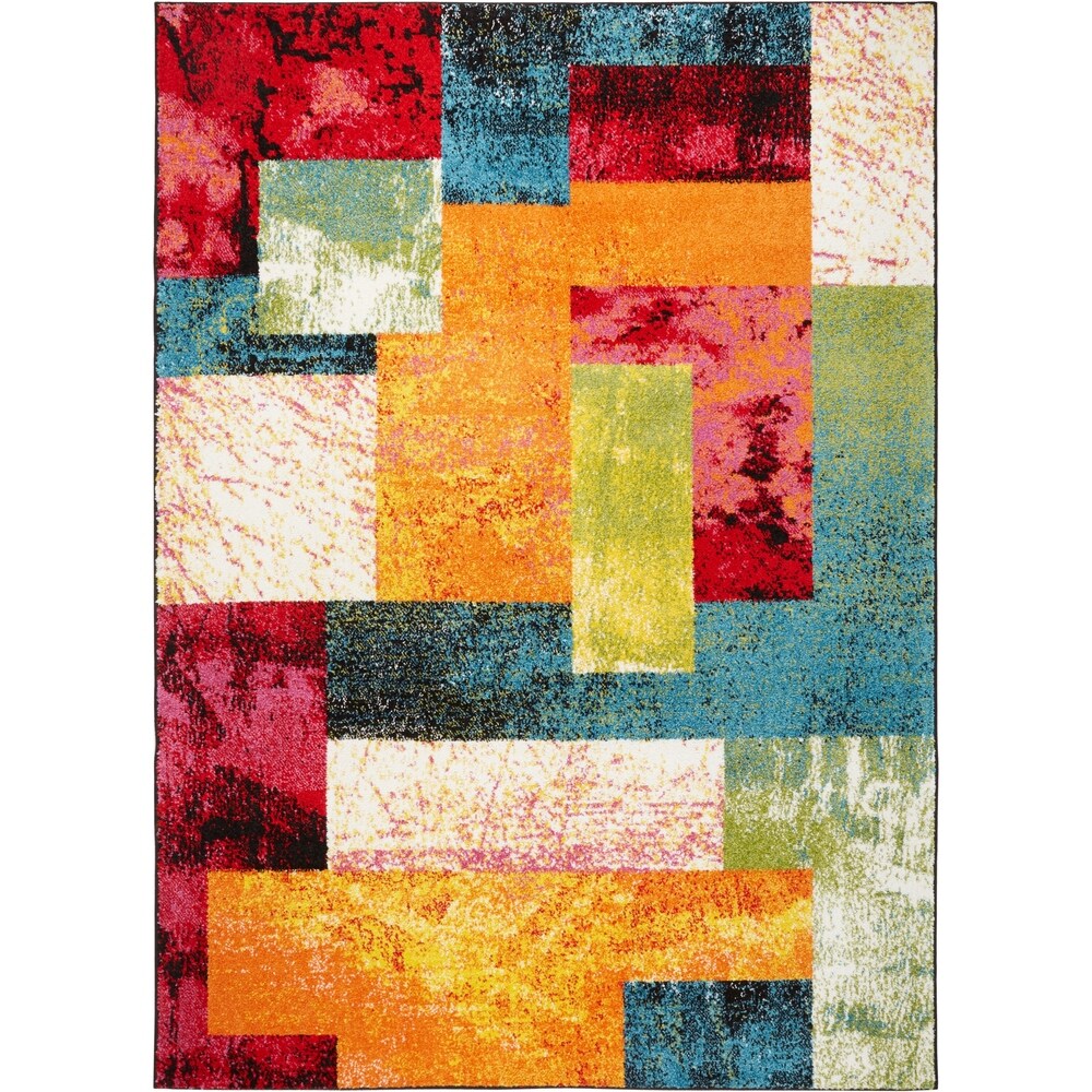 Home Dynamix Splash Scarlet Contemporary Geometric Area Rug