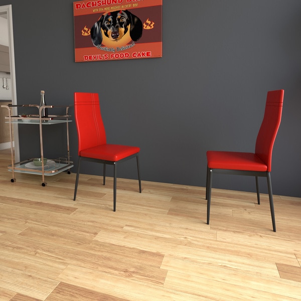 Porch Den Lodo Larimer Red Metal Faux Leather Dining Chairs Porch Den Lodo Larimer Red Metal Faux Leather Dining Chairs Set