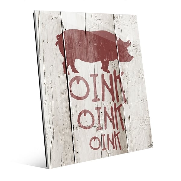 Shop Oink Oink Oink Red Pig Rustic Wood Wall Art Print On Acrylic