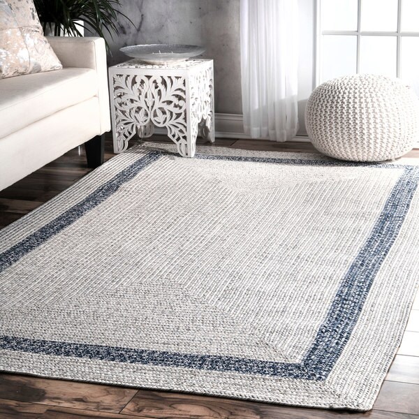 Shop Nuloom Grey Hand Braided Bordered Indoor Outdoor Area Rug