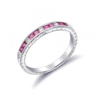18k white gold 048ct tgw pink sapphire and white diamond wedding band white g h - Pink Diamond Wedding Ring 18k white gold 048ct tgw pink sapphire and white diamond wedding band white g h - Pink Diamond Wedding Ring