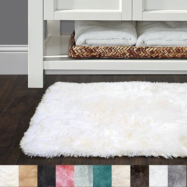 shop sweet home collection faux fur bath rug (available in 10 colors