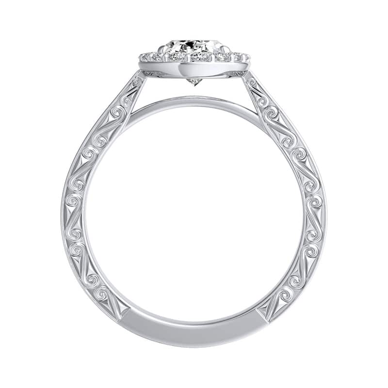 Vintage Oval-cut 3/4ctw Halo Diamond Engagement Ring 18k Gold by Auriya
