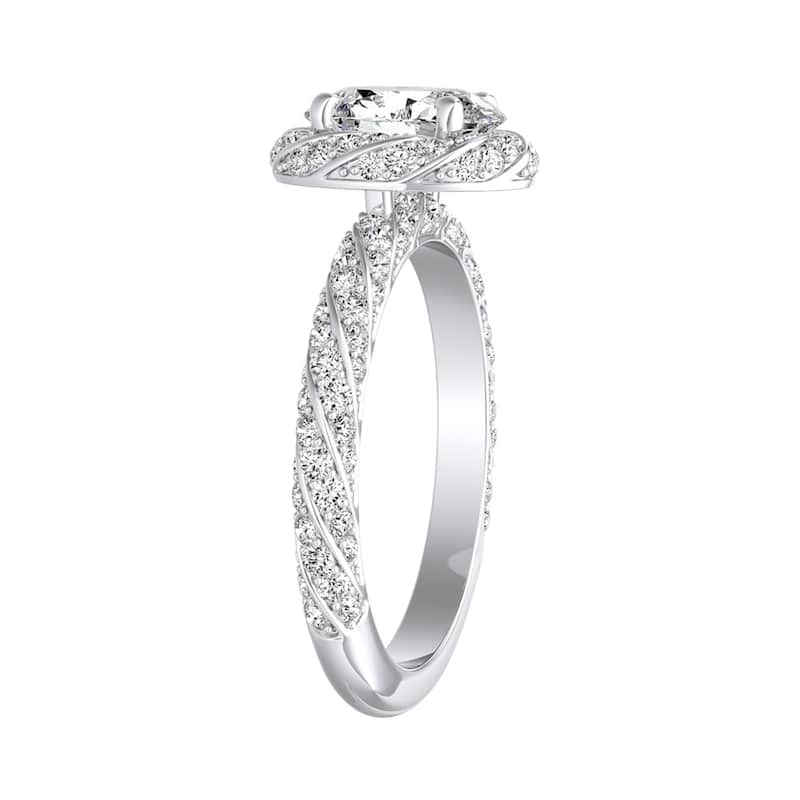 18k Gold Vintage 1 1/6ctw Oval-cut Halo Diamond Engagement Ring by Auriya