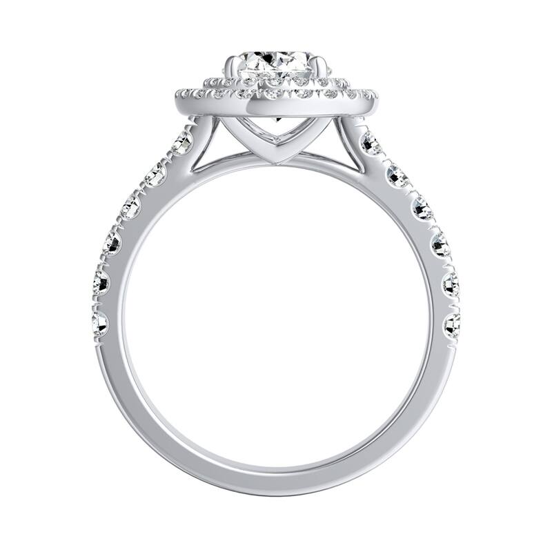 Classic Oval Shape 1 1/2ctw Double Halo Diamond Engagement Ring 18k Gold by Auriya