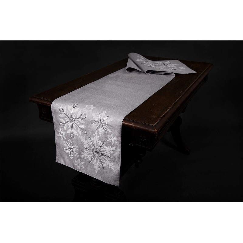 Glistening Snow Christmas Table Runner, 13 by 36-Inch