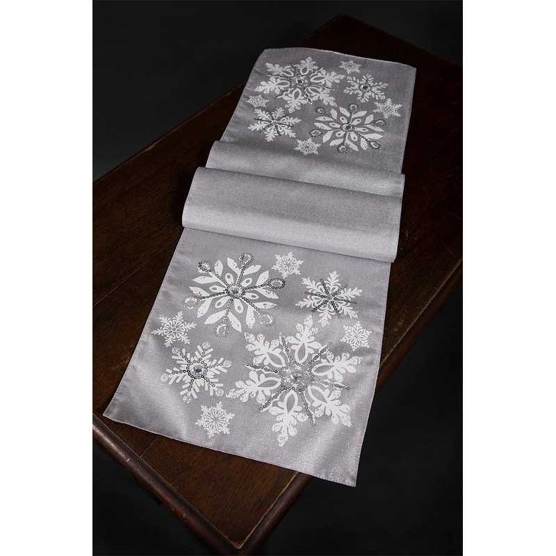 Glistening Snow Christmas Table Runner, 13 by 36-Inch