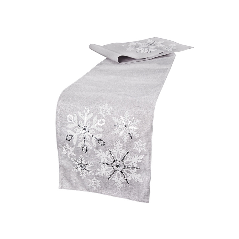 Glistening Snow Christmas Table Runner, 13 by 36-Inch