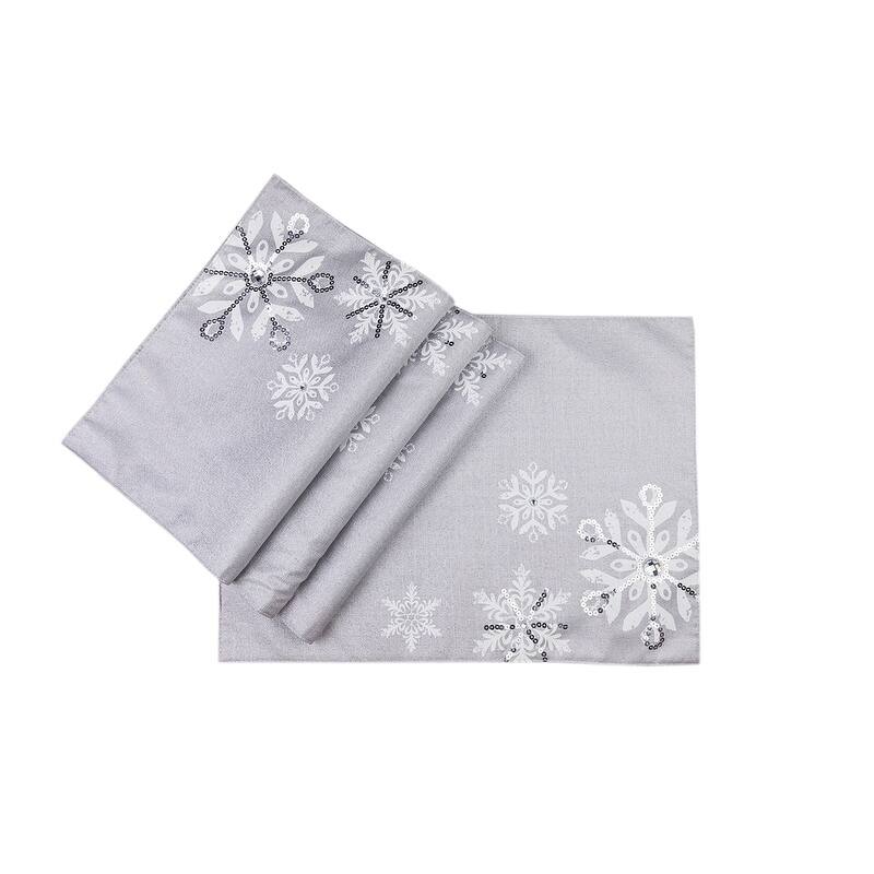 Glistening Snow Christmas Placemats, 13 by 18-Inch, Set of 4