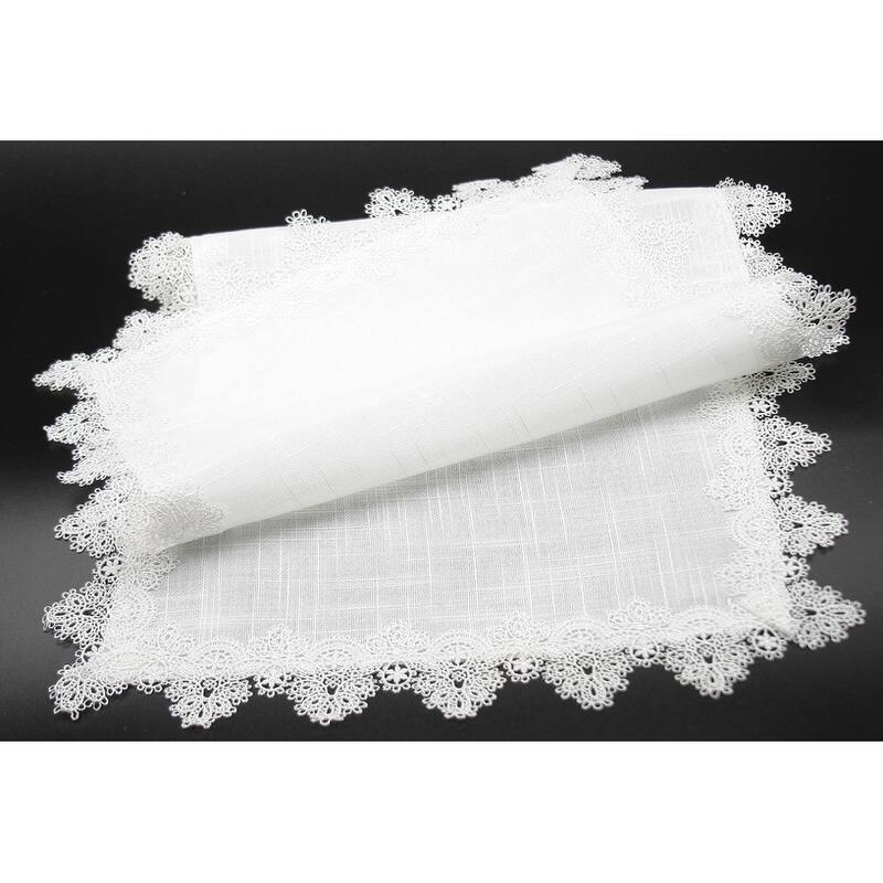 Victorian Lace Trim Table Runner, 16 by 72-Inch, White